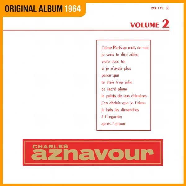 Pochette de Charles Aznavour Vol. 2 (Réenregistrement Columbia 1964)